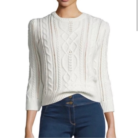 NEW Veronica Beard Surrey Cable Knit Pullover Sweater Cream - Picture 10 of 17
